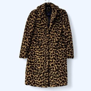 NWT J. Crew Faux Shearling Leopard Print Coat